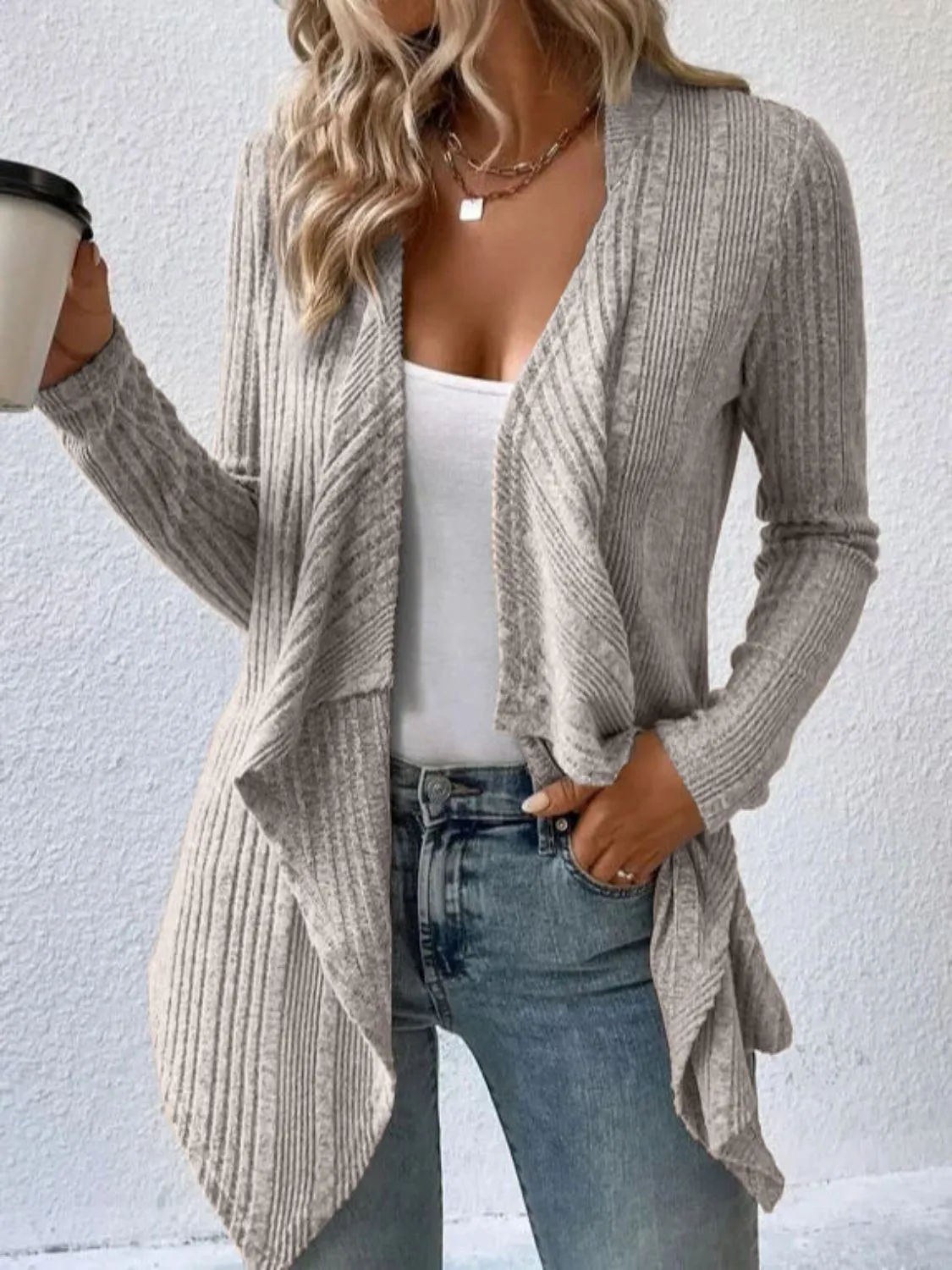 Full Size Open Front Long Sleeve Cardigan sold by Charming Charlie