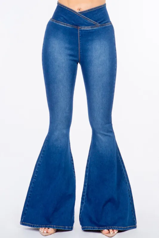 American Bazi High Waist Pull On Flare Jeans sold by Charming Charlie
