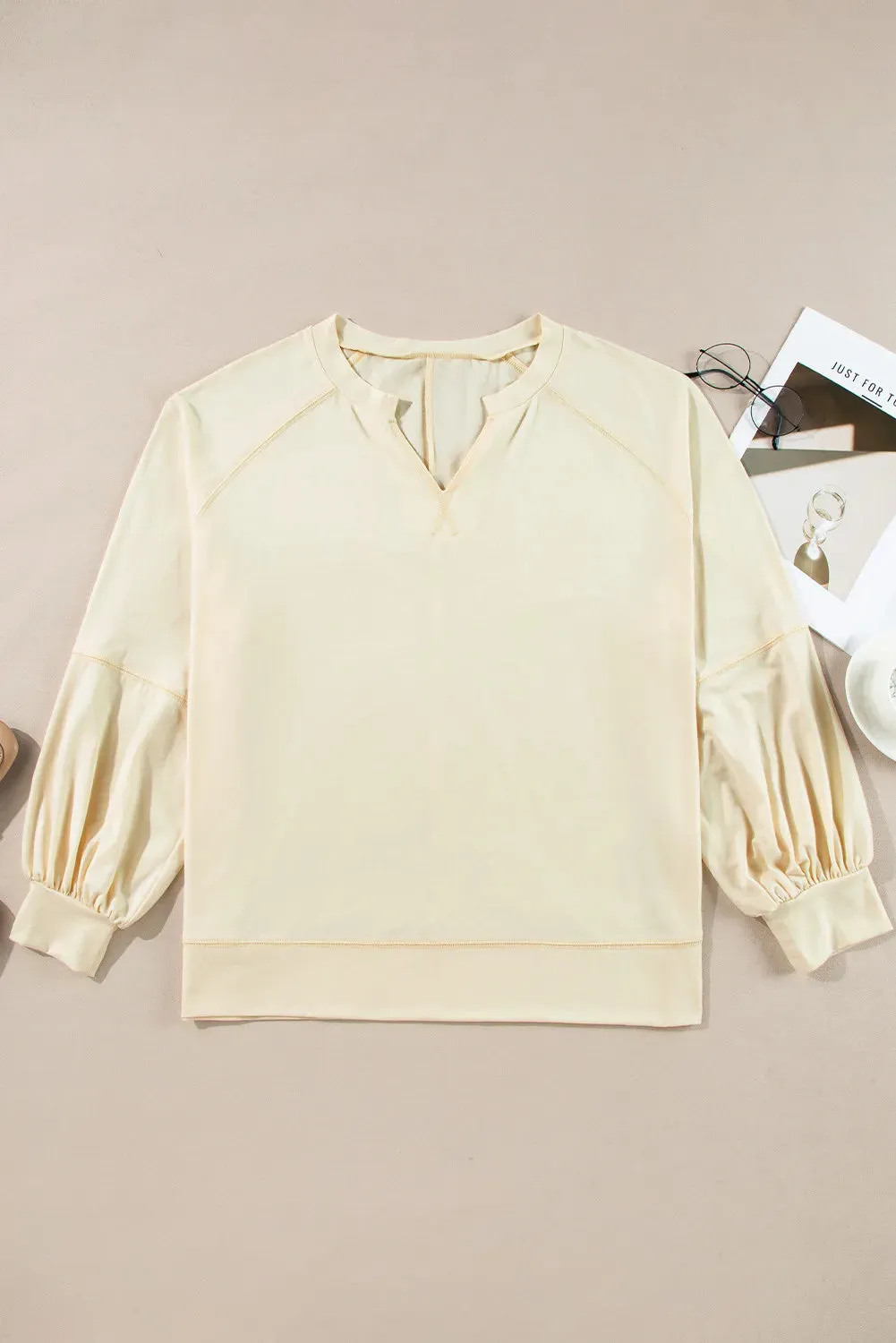 Slit Notched Long Sleeve Blouse sold by Charming Charlie product image thumbnail 3