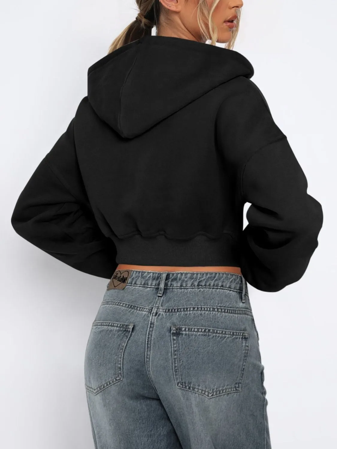Zip Up Long Sleeve Hooded Cropped Jacket sold by Charming Charlie product image thumbnail 5