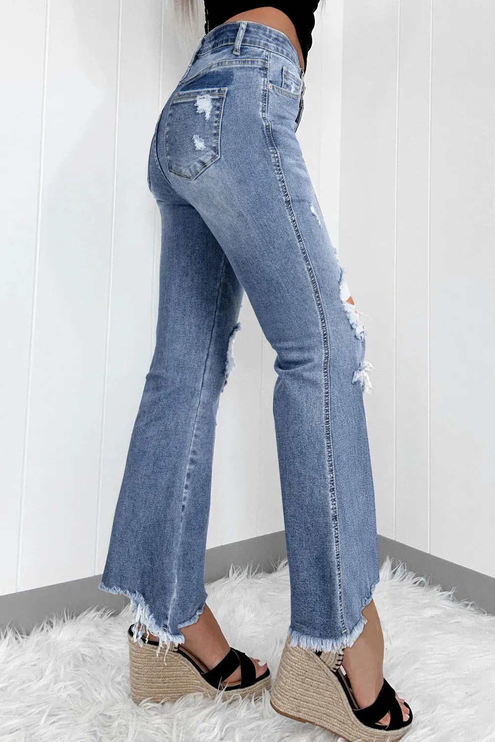 Distressed Raw Hem Bootcut Jeans sold by Charming Charlie product image thumbnail 2