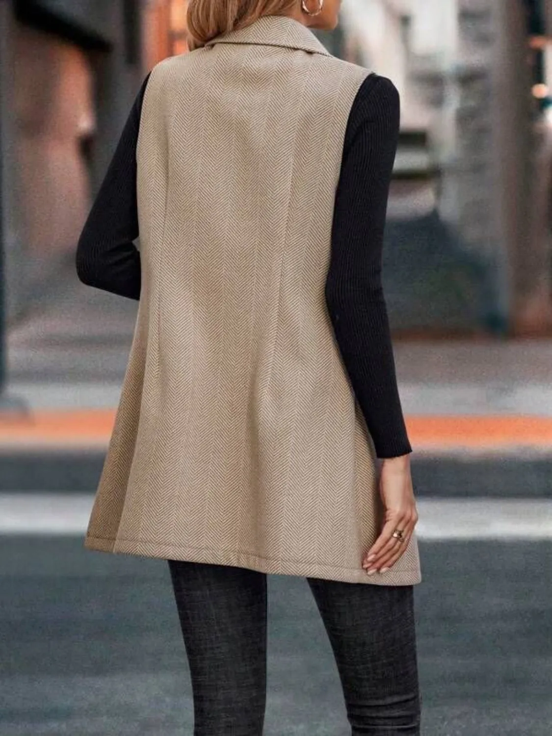 Buttoned Collared Neck Longline Vest Coat sold by Charming Charlie product image thumbnail 2