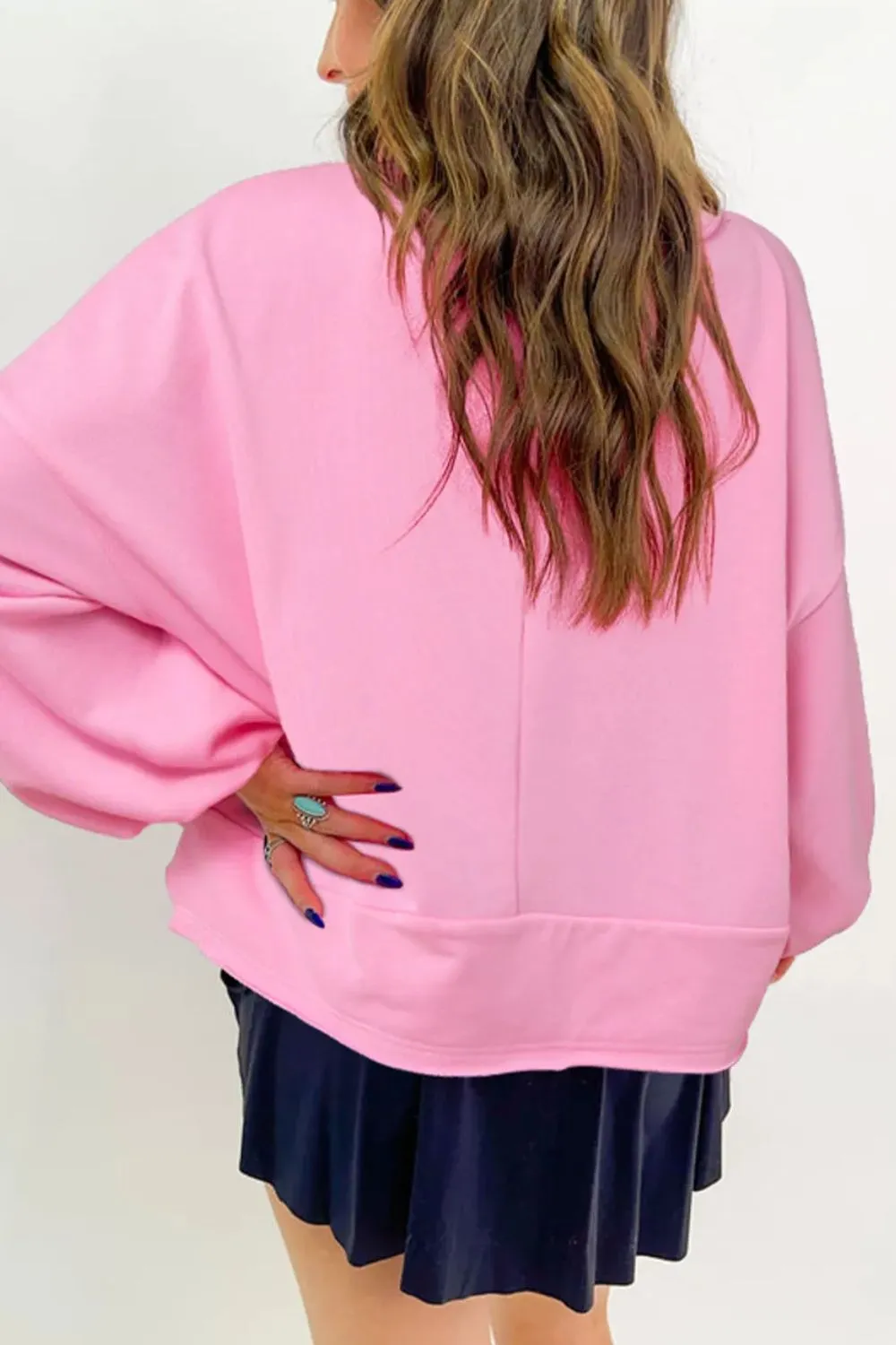 Half Button Long Sleeve Sweatshirt sold by Charming Charlie product image thumbnail 2