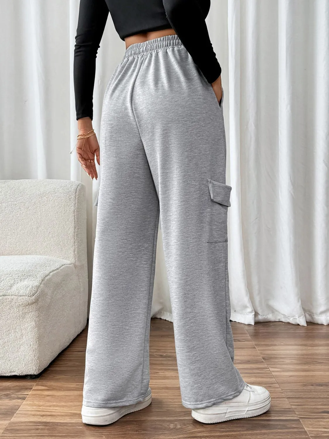 Perfee Drawstring Elastic Waist Joggers with Pockets sold by Charming Charlie product image thumbnail 2
