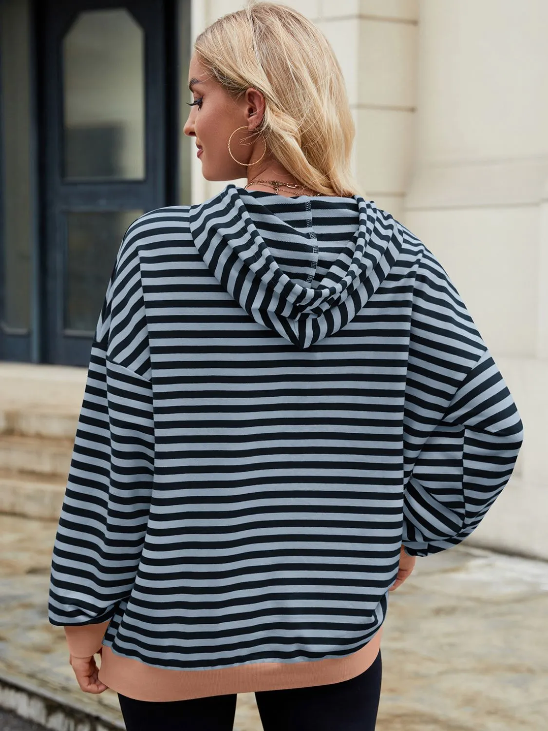 Drawstring Contrast Striped Long Sleeve Hoodie sold by Charming Charlie product image thumbnail 4