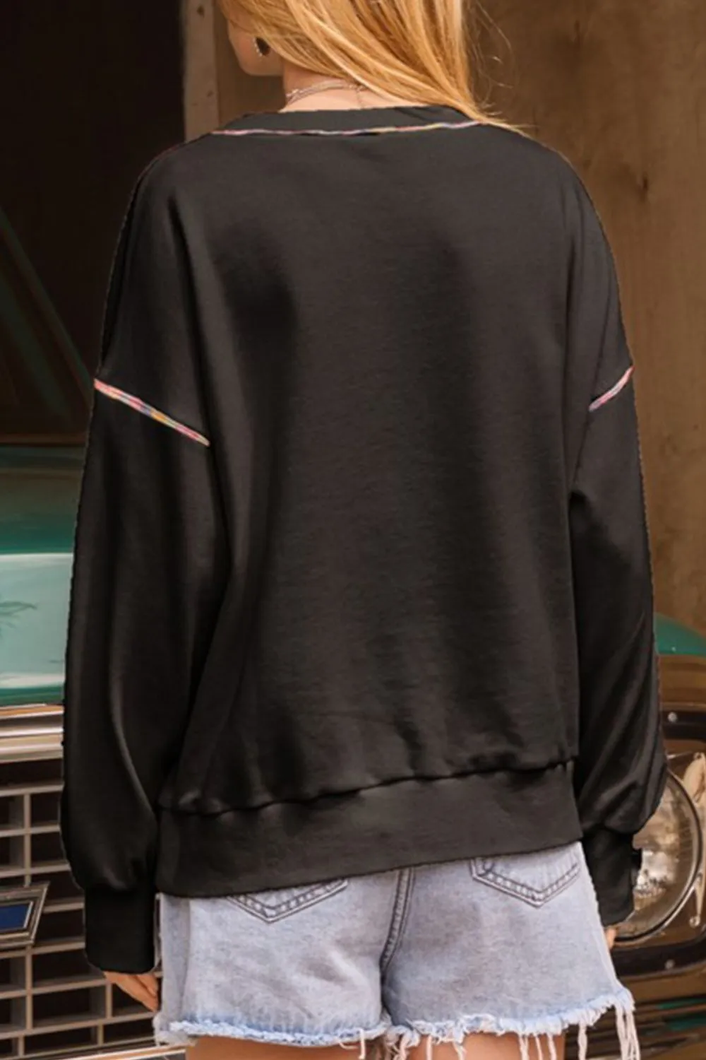 Sequin Pumpkin Round Neck Long Sleeve Sweatshirt sold by Charming Charlie product image thumbnail 3