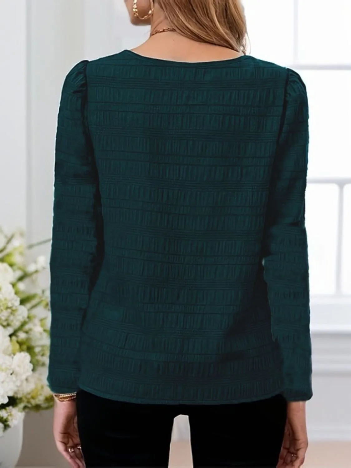 Textured Long Sleeve Blouse sold by Charming Charlie product image thumbnail 2
