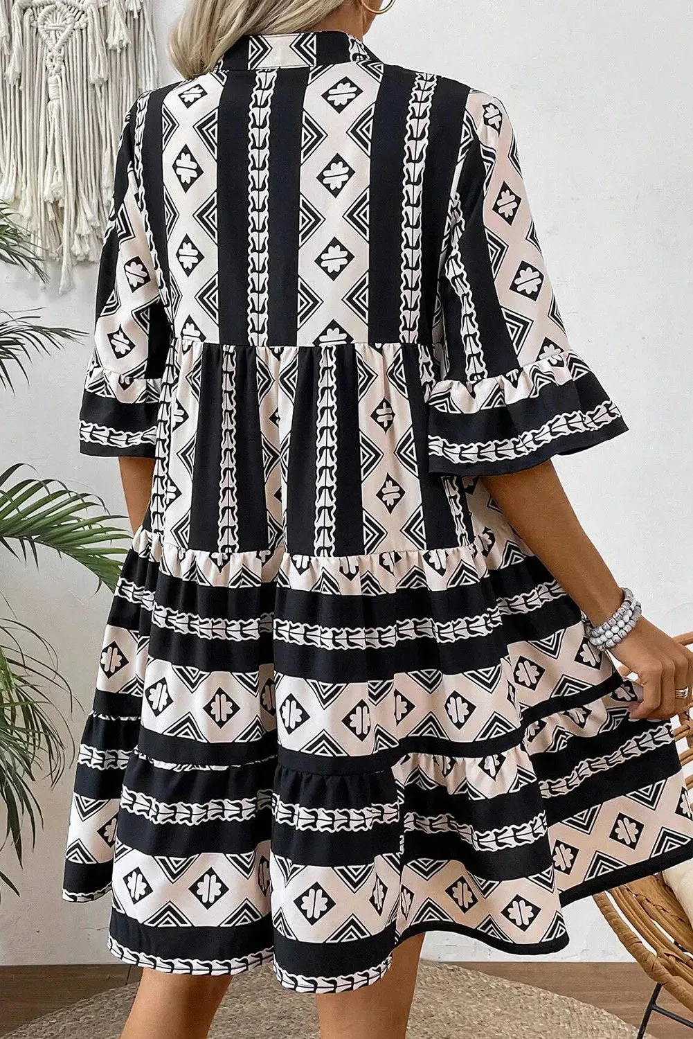 Tiered Printed Notched Half Sleeve Dress sold by Charming Charlie product image thumbnail 3