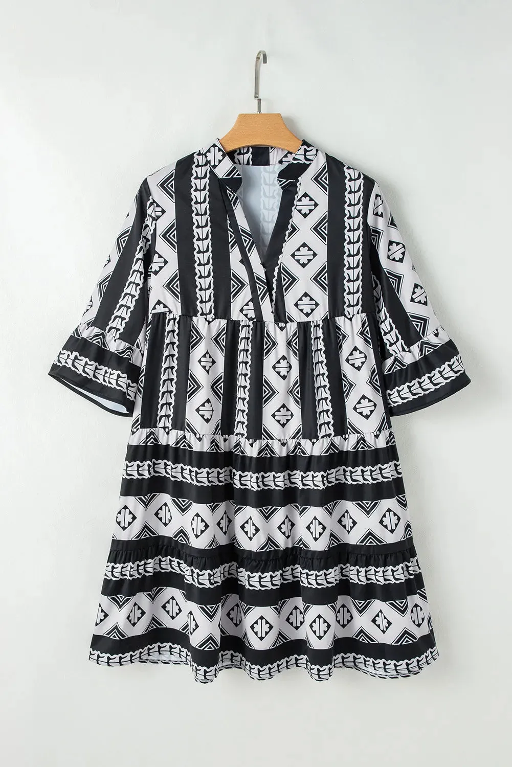 Tiered Printed Notched Half Sleeve Dress sold by Charming Charlie product image thumbnail 4