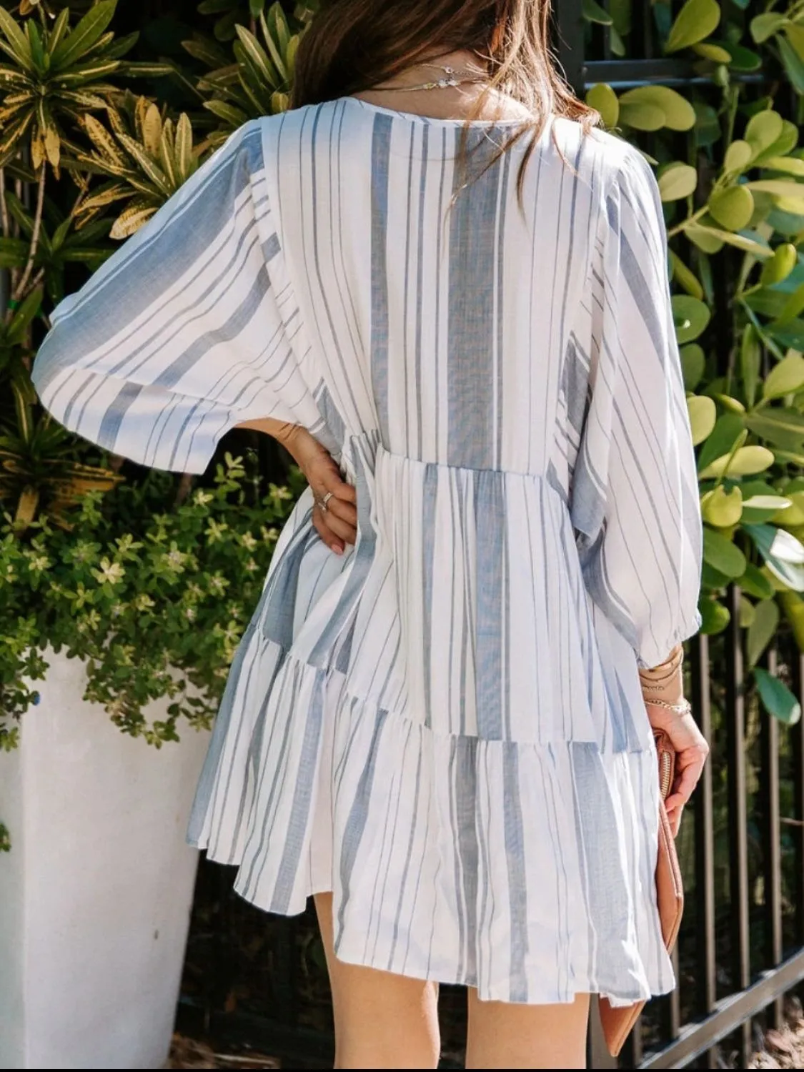 Tassel Striped Tie Neck Batwing Sleeve Dress sold by Charming Charlie product image thumbnail 2