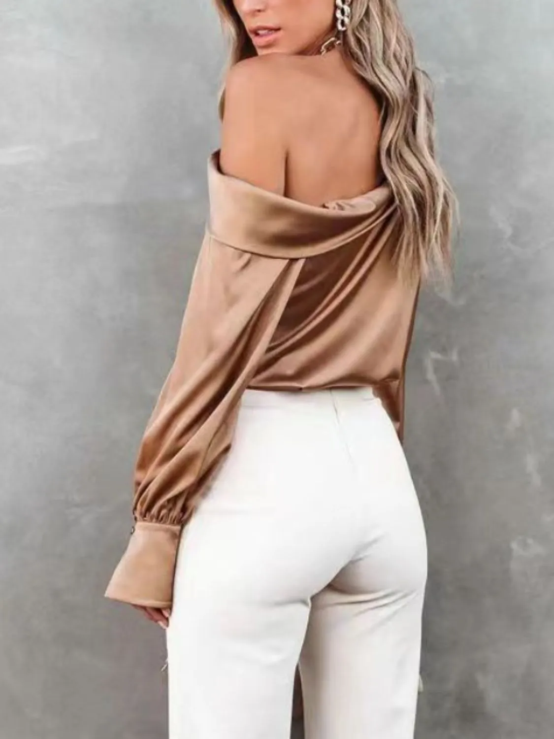 One Shoulder Long Sleeve Blouse sold by Charming Charlie product image thumbnail 2