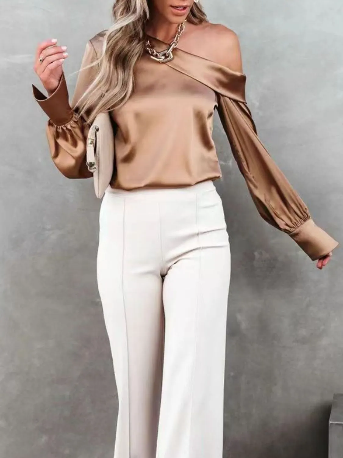 One Shoulder Long Sleeve Blouse sold by Charming Charlie product image thumbnail 3