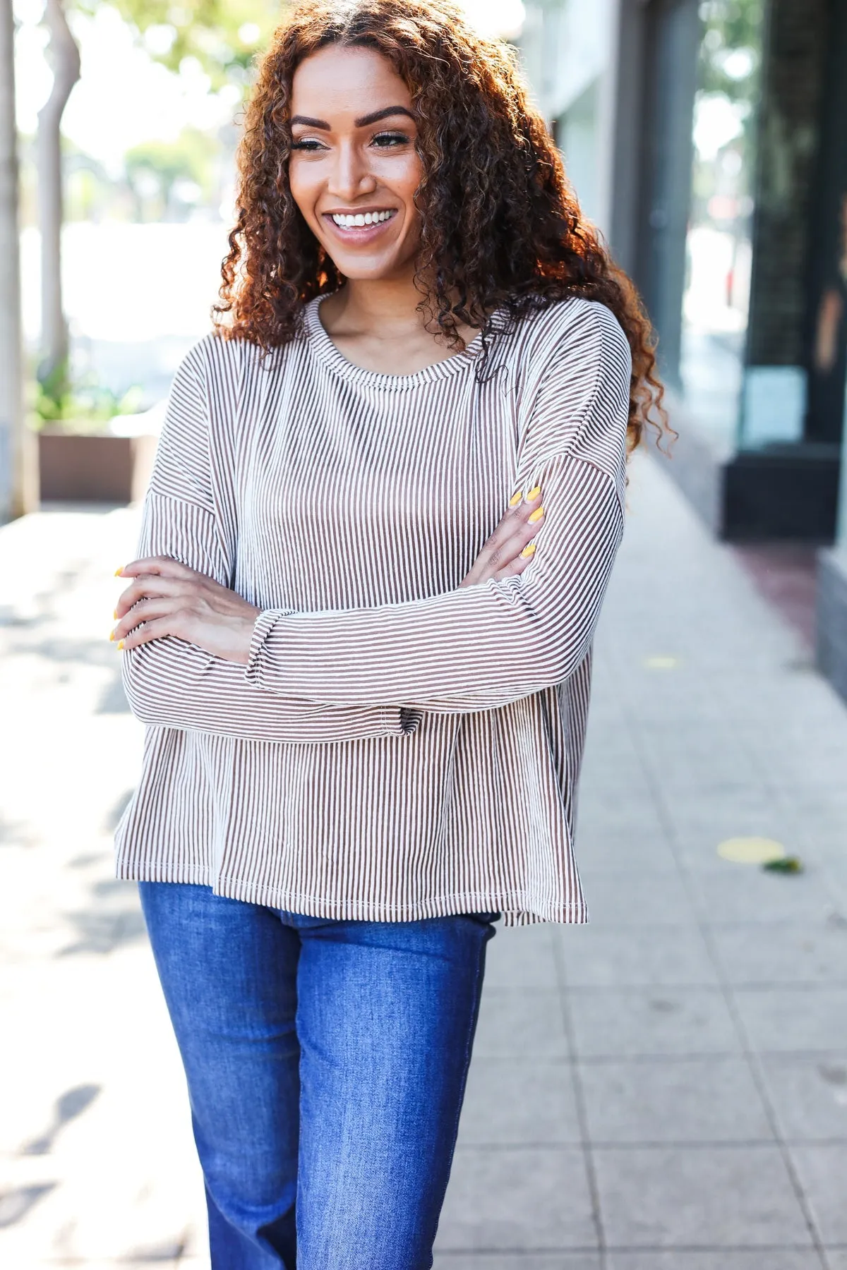 Hello Beautiful Camel Rib Dolman Sweater Top sold by Charming Charlie product image thumbnail 4