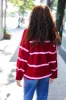Fall For You Crimson Stripe Notched Neck Collared Oversized Sweater sold by Charming Charlie