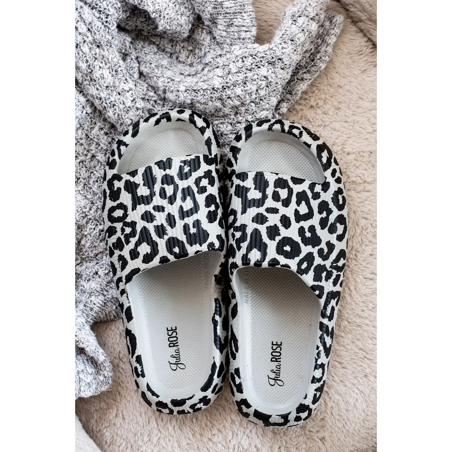 Gray Leopard Insanely Comfy -Beach or Casual Slides sold by Charming Charlie
