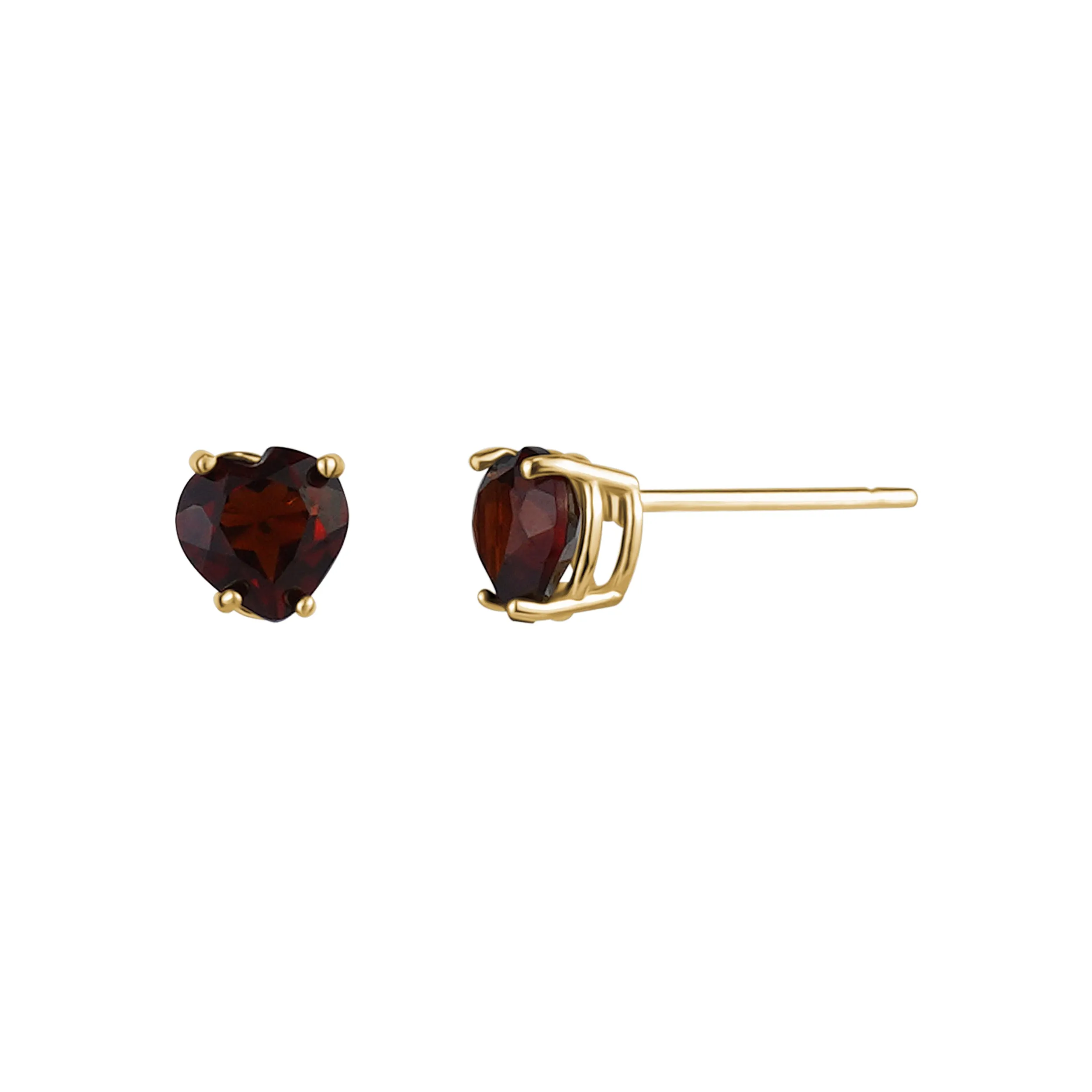 Yellow Gold Genuine Garnet Heart Studs sold by Charming Charlie