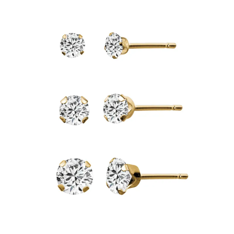 Yellow Gold Trio Cubic Zirconia Round Studs sold by Charming Charlie