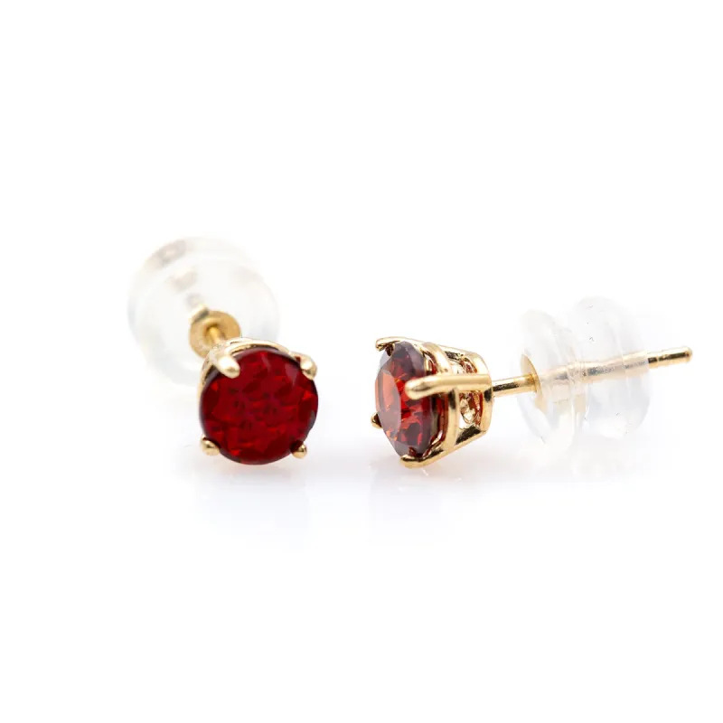 Yellow Gold Genuine Garnet Round Studs sold by Charming Charlie