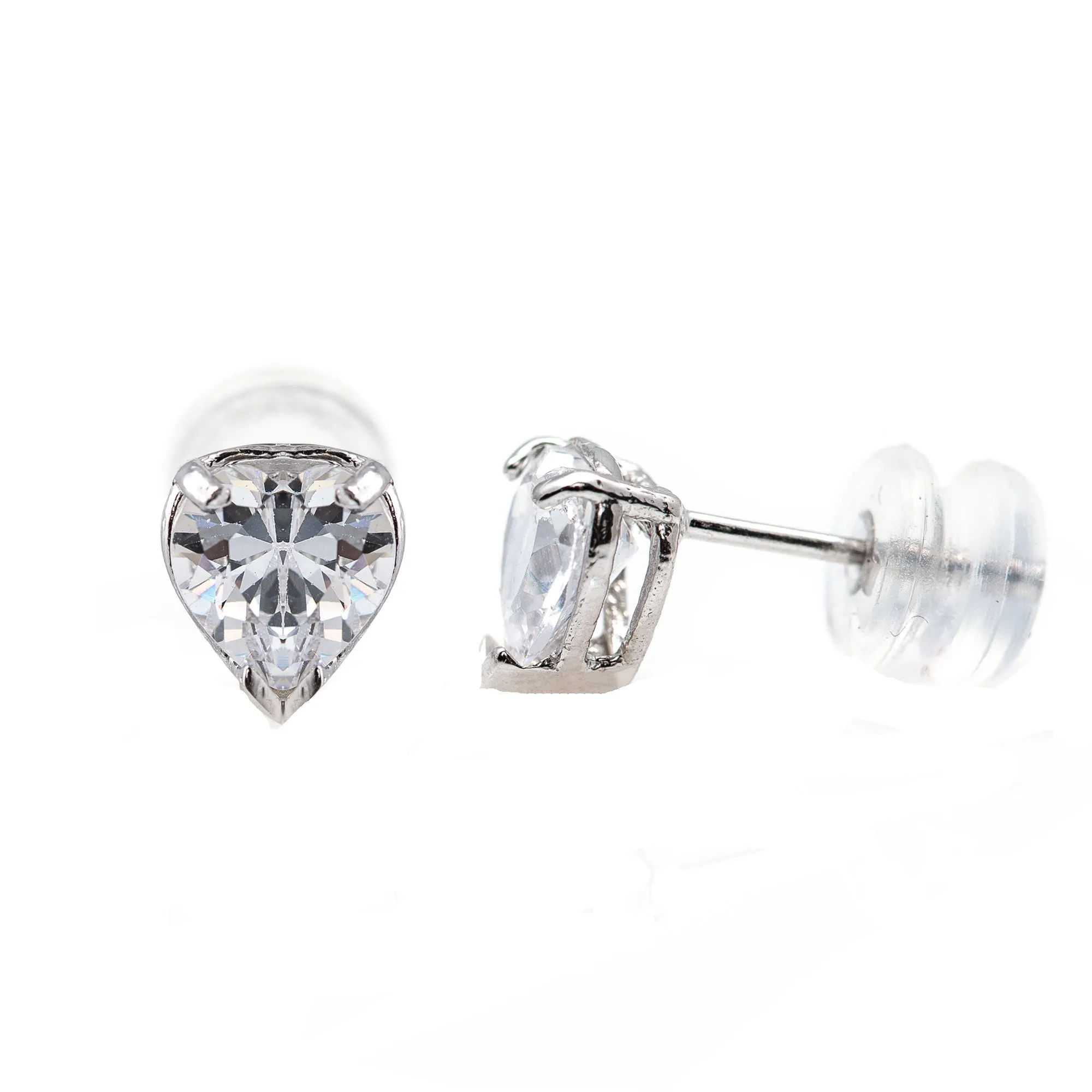 White Gold Cubic Zirconia Heart Studs sold by Charming Charlie