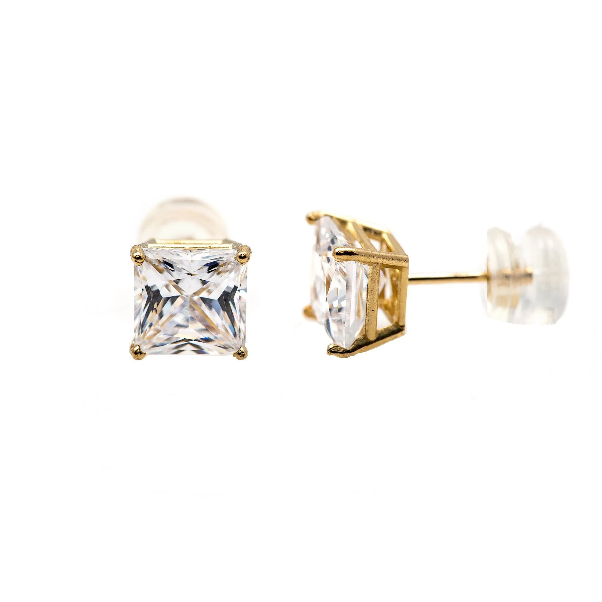 Yellow Gold Cubic Zirconia Square Studs sold by Charming Charlie