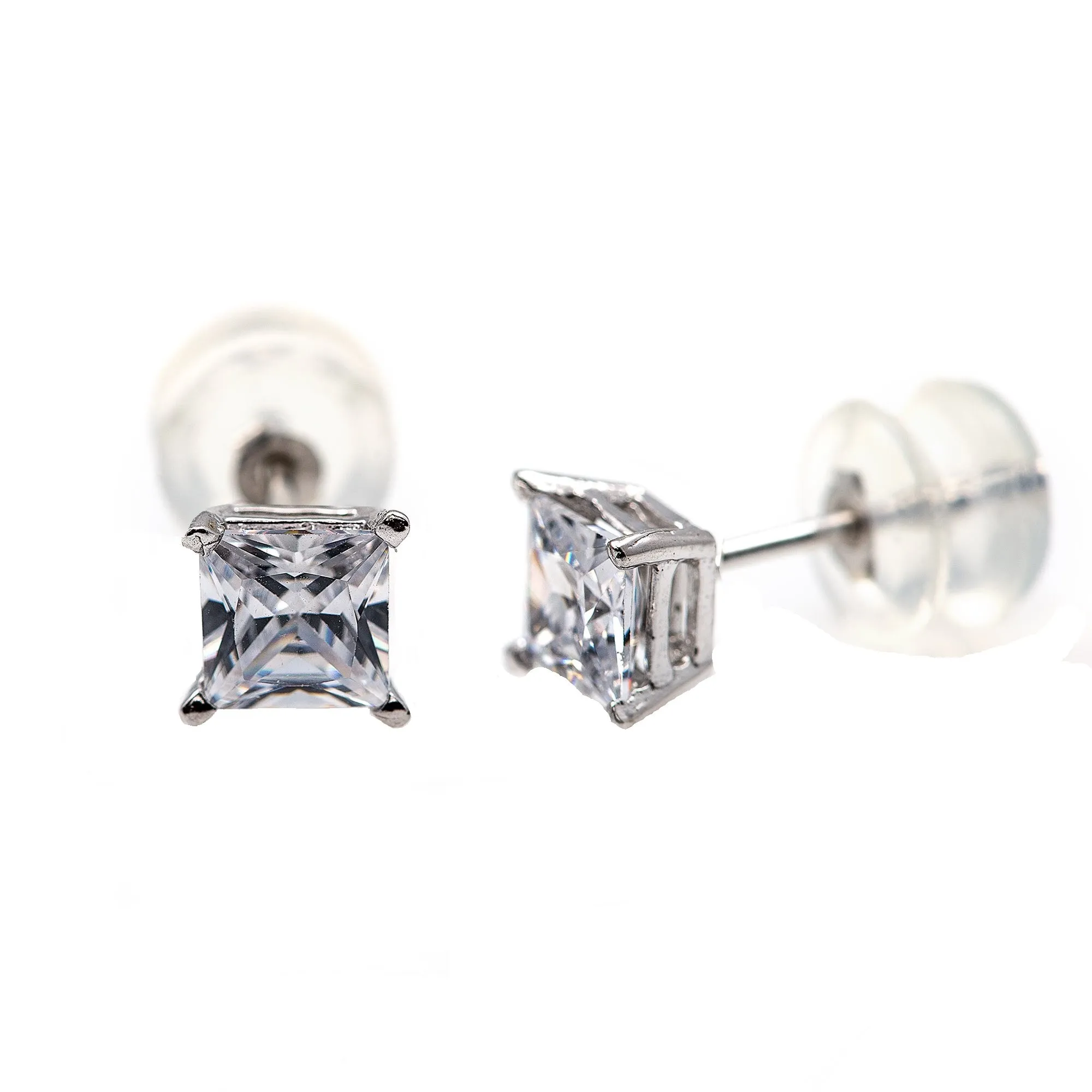 White Gold Cubic Zirconia Square Studs sold by Charming Charlie