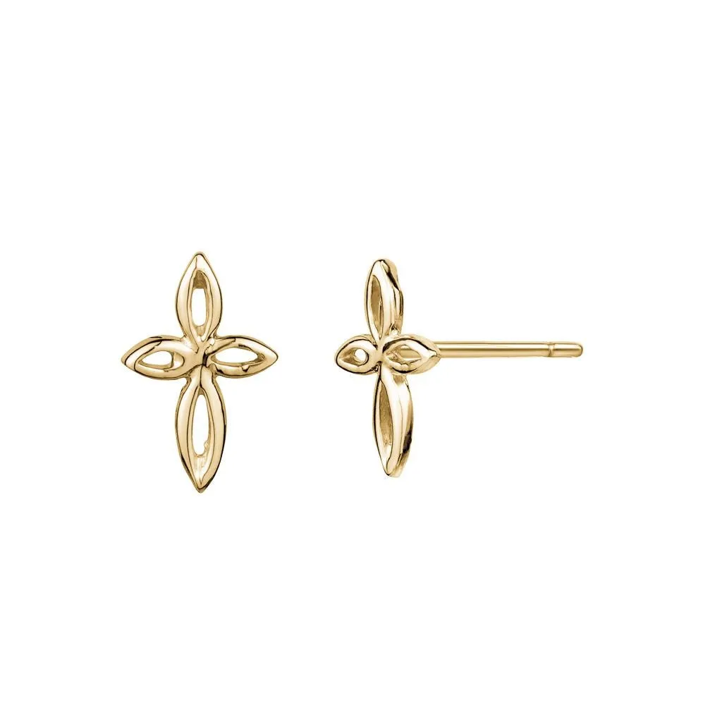 Yellow Gold Artsy Cross Studs sold by Charming Charlie