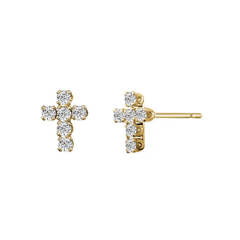 Yellow Gold Cubic Zirconia Cross Earrings sold by Charming Charlie