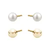 Yellow Gold Duo Genuine Pearl Stud & Gold Ball Stud sold by Charming Charlie