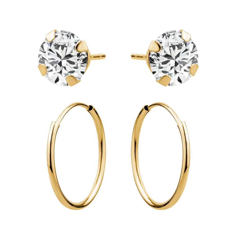 Yellow Gold Duo Cubic Zirconia Stud & Hoop sold by Charming Charlie