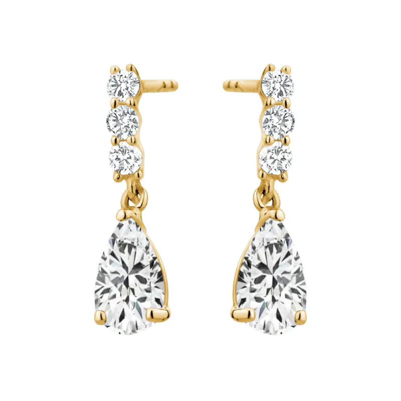 Yellow Gold Cubic Zirconia Teardrop Drop Earrings sold by Charming Charlie