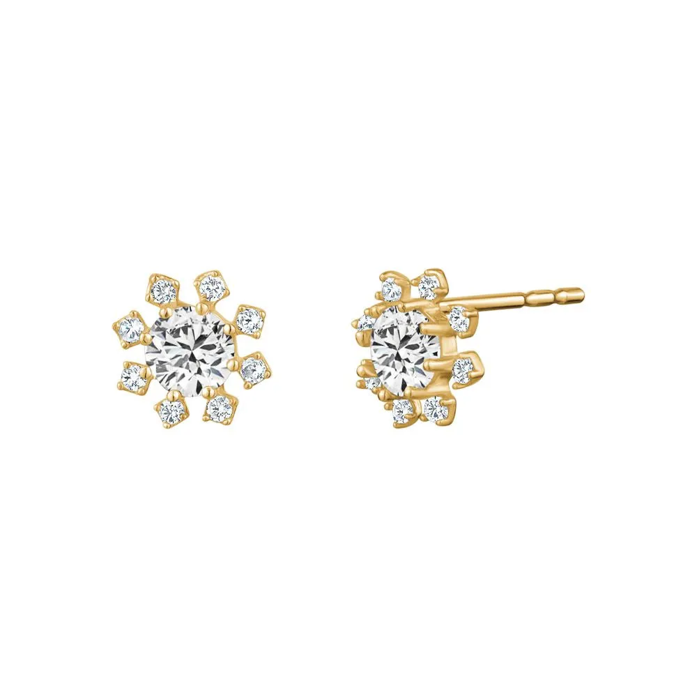 Yellow Gold Cubic Zirconia Snowflake Studs sold by Charming Charlie