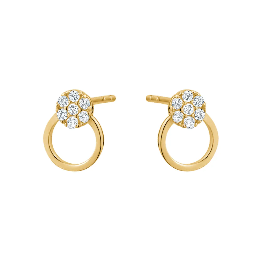 Yellow Gold Cubic Zirconia Circle Drop Earrings sold by Charming Charlie