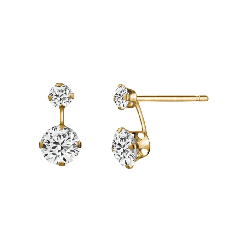 Yellow Gold Double Cubic Zirconia Drop Earrings sold by Charming Charlie
