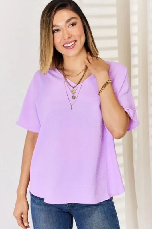 Zenana Texture Short Sleeve T-Shirt sold by Charming Charlie