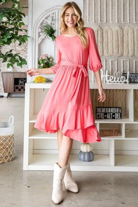 Reborn J Tie Front Ruffle Hem Dress sold by Charming Charlie