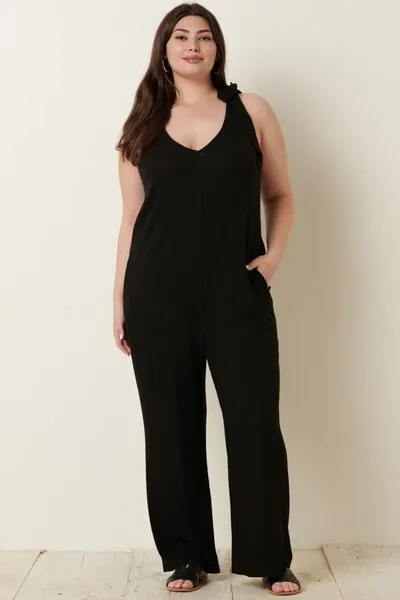 Mittoshop Rib Knit V-Neck Cross Back Jumpsuit sold by Charming Charlie product image thumbnail 5