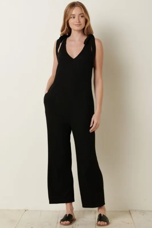 Mittoshop Rib Knit V-Neck Cross Back Jumpsuit sold by Charming Charlie