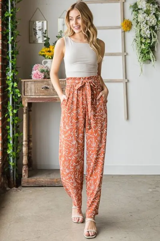 Heimish Full Size Printed Tied Straight Casual Pants sold by Charming Charlie
