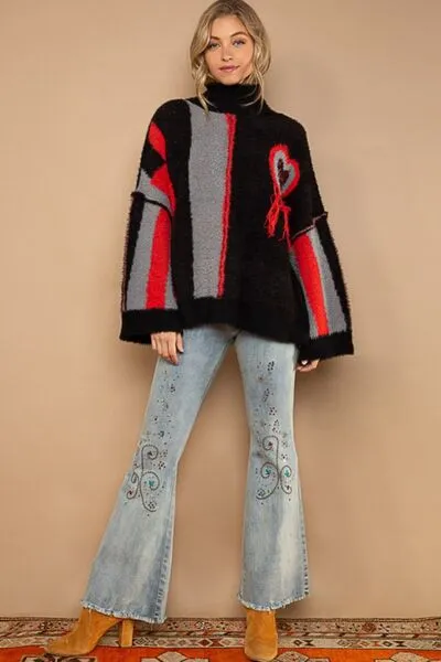 POL Turtleneck Color Block Fringe Detail Sweater sold by Charming Charlie product image thumbnail 4