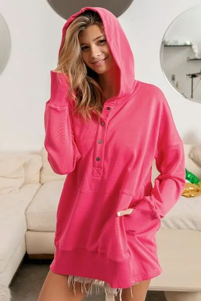 BiBi Half Snap Thumbhole Long Sleeve Hoodie sold by Charming Charlie product image thumbnail 2
