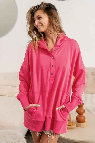 BiBi Half Snap Thumbhole Long Sleeve Hoodie sold by Charming Charlie product image thumbnail 3