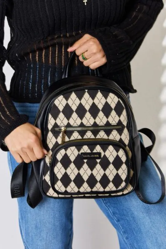 David Jones Argyle Pattern PU Leather Backpack sold by Charming Charlie