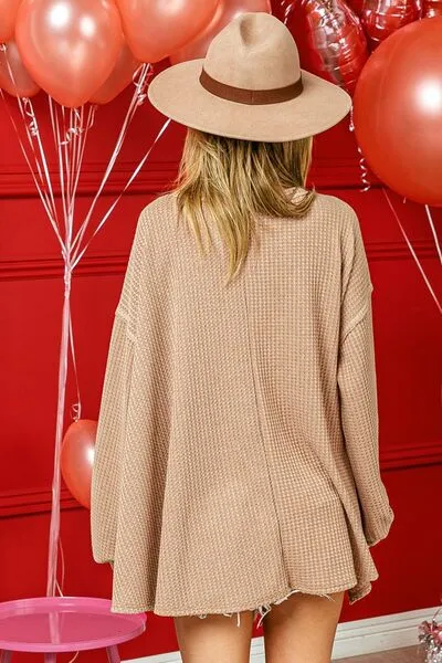 BiBi V-Neck Waffle Uneven Hem Top sold by Charming Charlie product image thumbnail 2