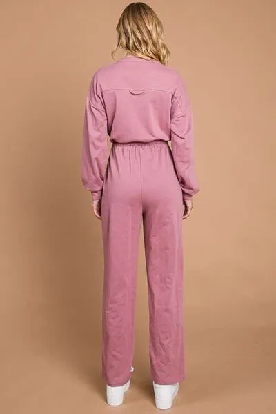 Culture Code Full Size Button Up Drawstring Waist Straight Jumpsuit sold by Charming Charlie product image thumbnail 2