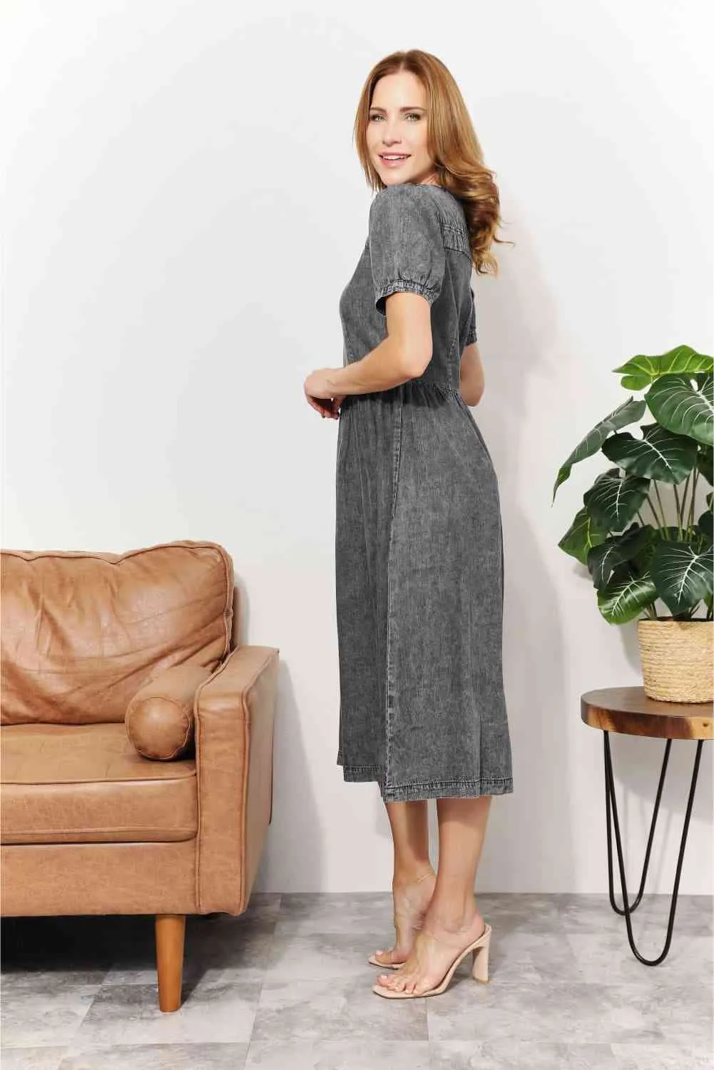 And The Why Full Size Washed Chambray Midi Dress sold by Charming Charlie product image thumbnail 4