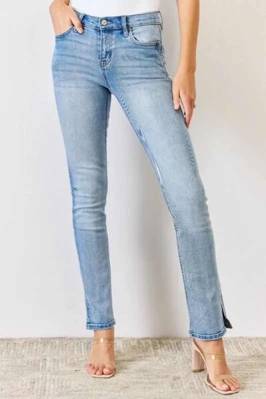 Kancan Full Size Mid Rise Y2K Slit Bootcut Jeans sold by Charming Charlie