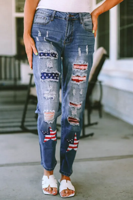 Distressed Straight Jeans with Pockets sold by Charming Charlie