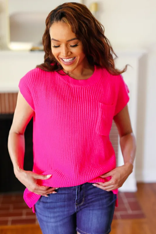 Best In Bold Hot Pink Dolman Ribbed Knit Sweater Top sold by Charming Charlie