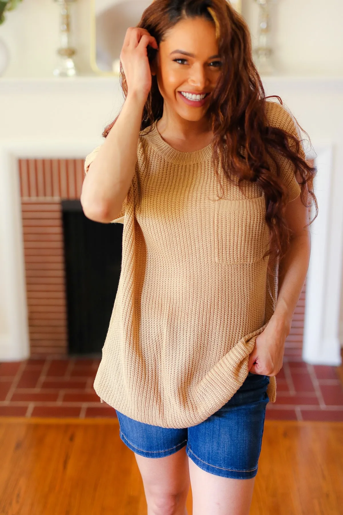 Best In Bold Taupe Dolman Ribbed Knit Sweater Top sold by Charming Charlie product image thumbnail 5