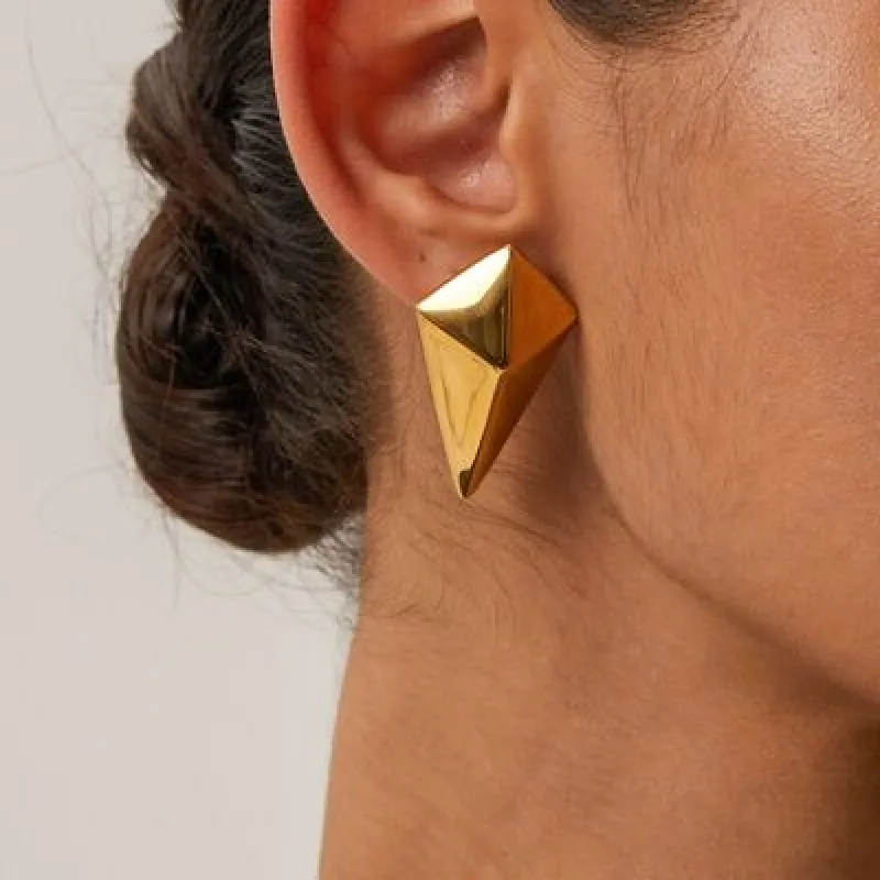 Stainless Steel 18K Gold-Plated Geometric Earrings sold by Charming Charlie